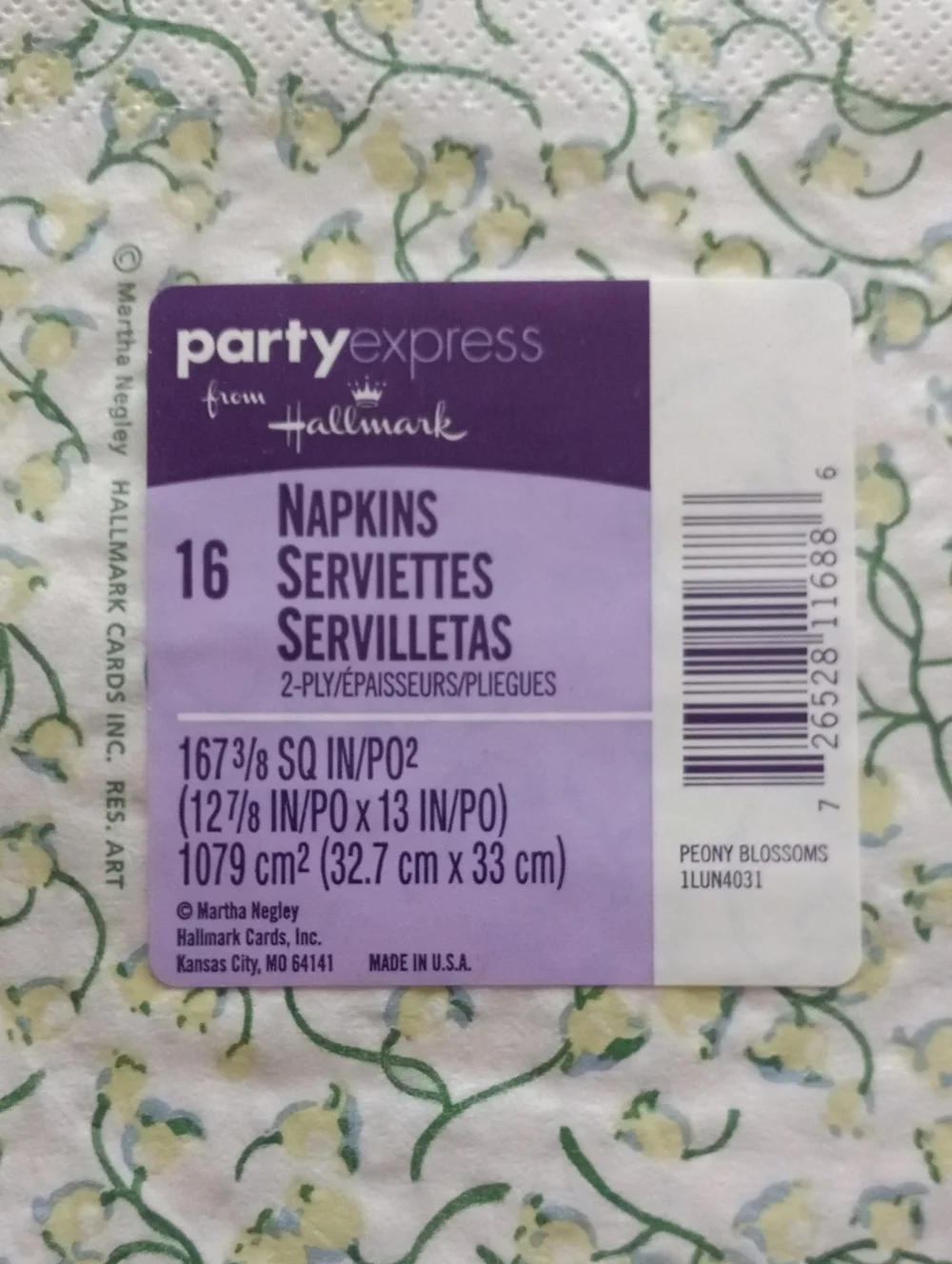 Hallmark Party Express Paper Napkins Floral Vine Vineyards 6 Packs Total